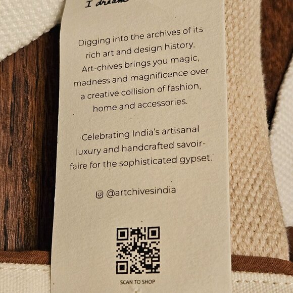 Art Chives "I Dream in India" Tote. Gold Sequined Palm Trees NWT **READ** - Picture 7 of 11
